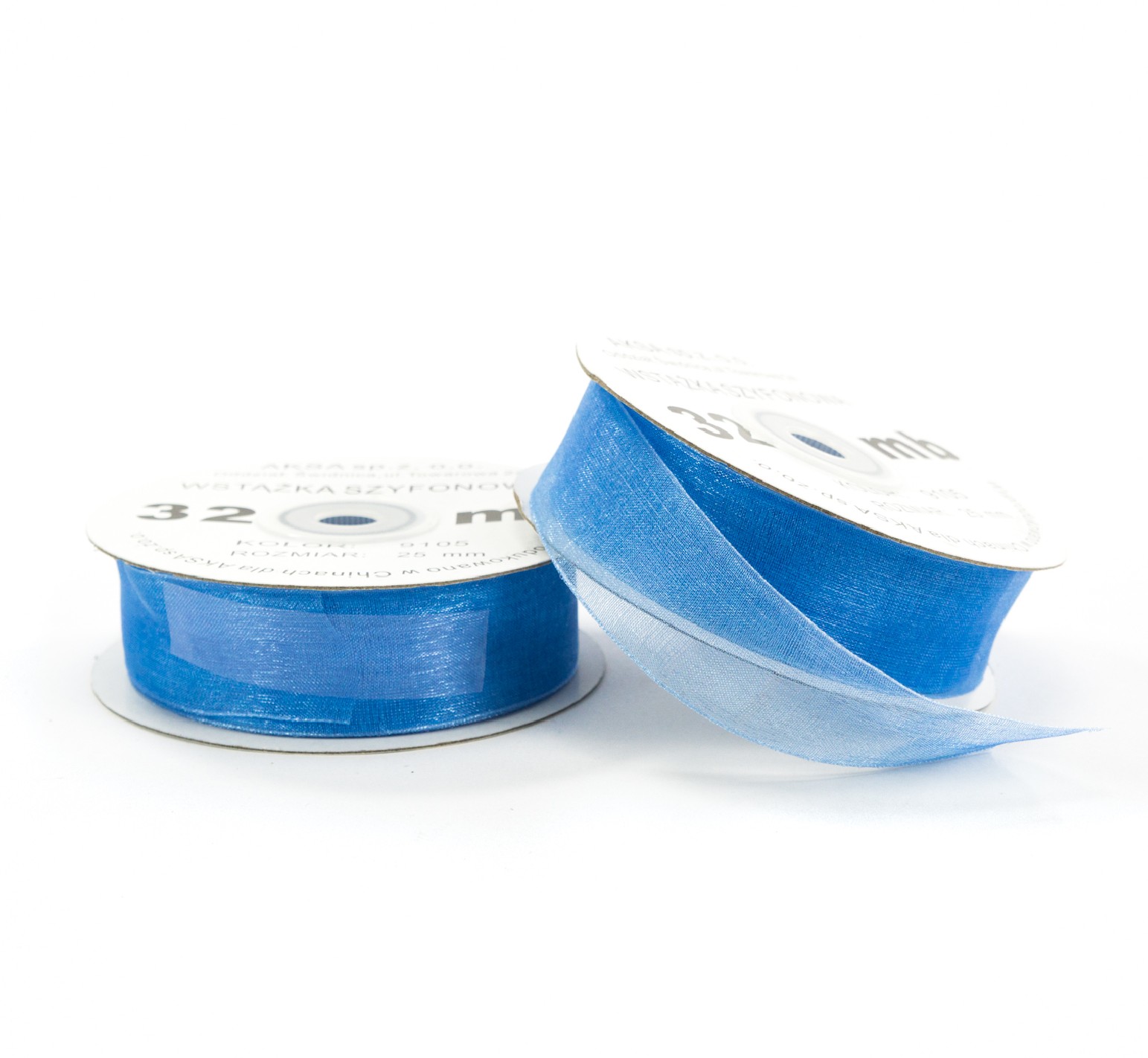 25mm WO9105 Chiffon Organza Ribbon Blue 32mb 25mm WO9105 Chiffon Organza Ribbon Blue 32mb