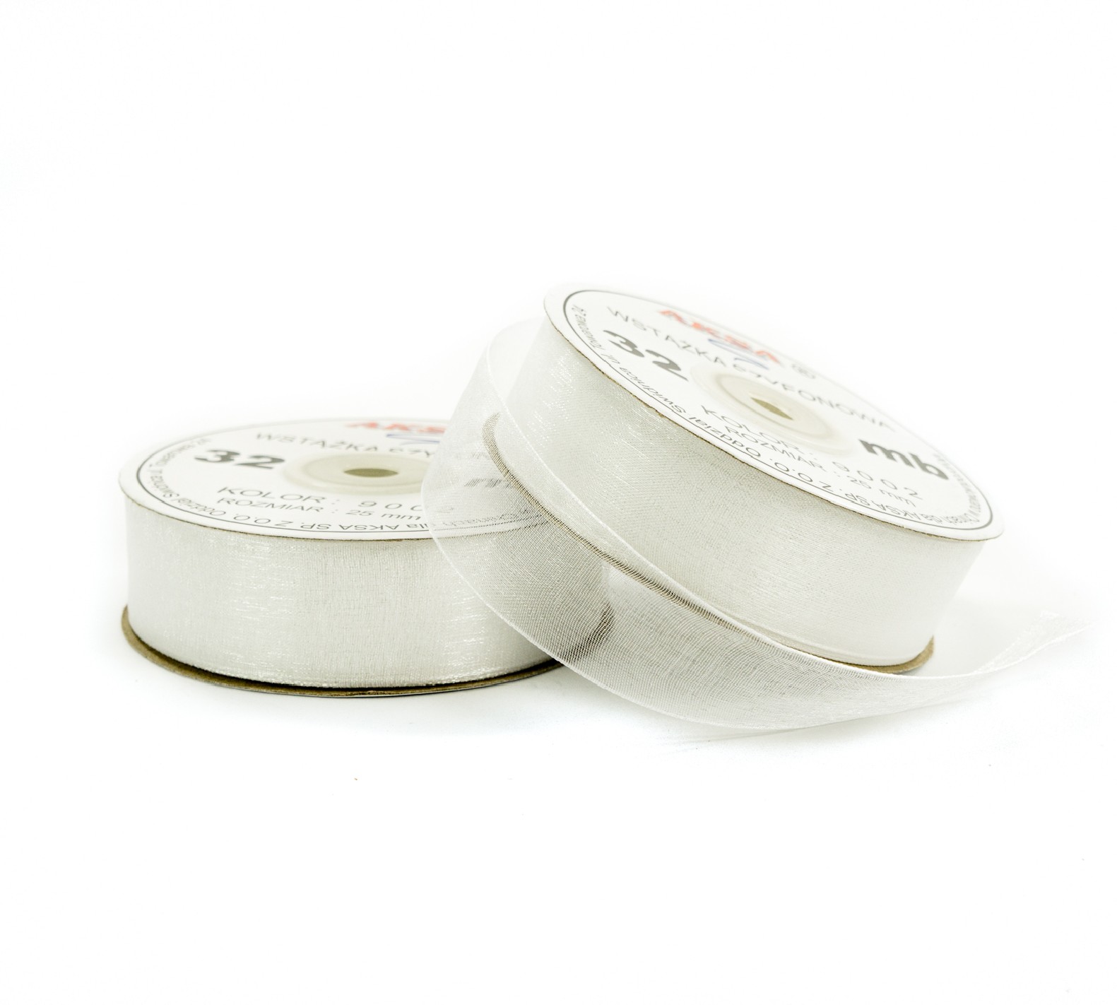25mm WO9002 Chiffon Organza Ribbon White 32mb 25mm WO9002 Chiffon Organza Ribbon White 32mb
