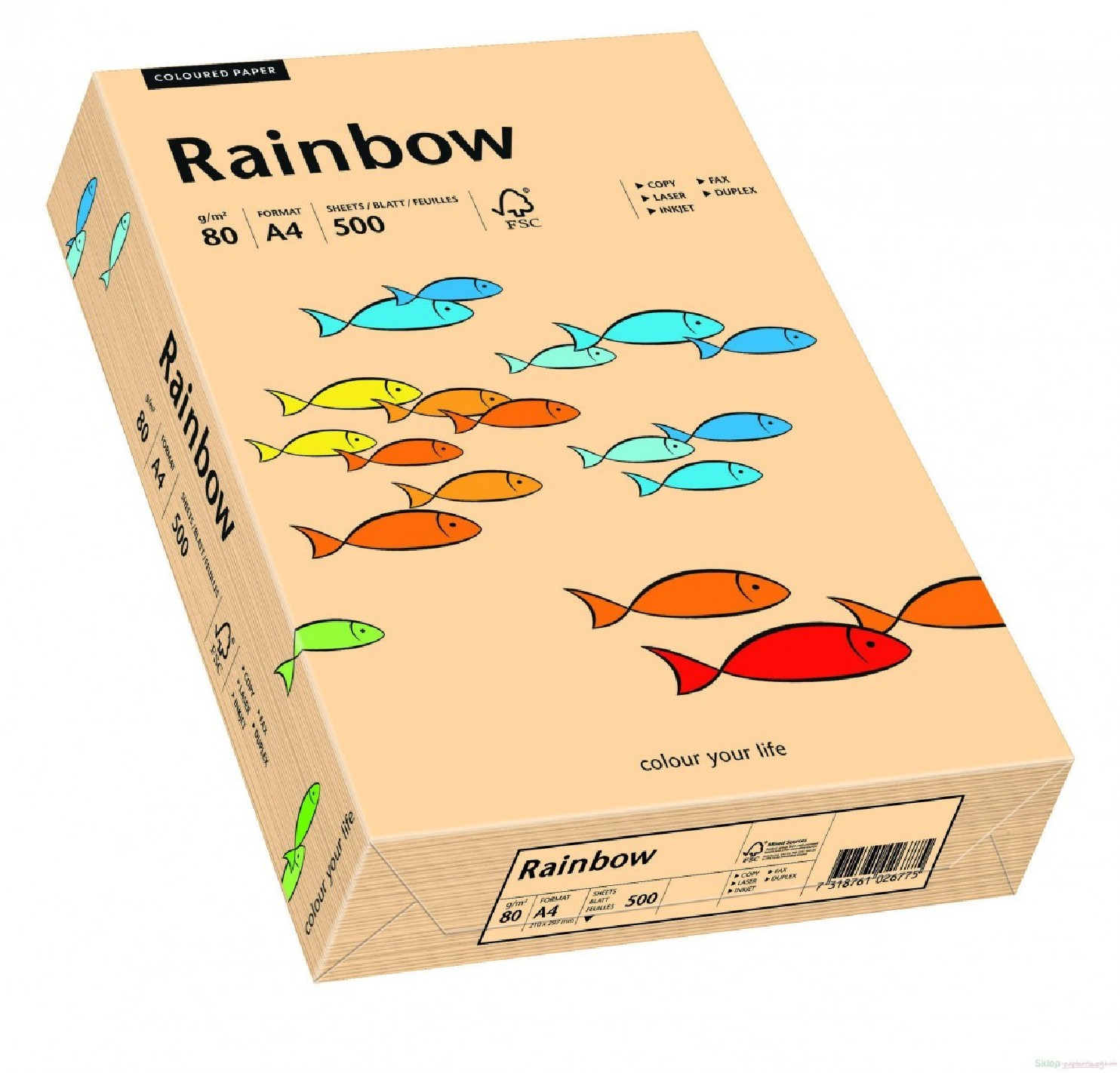 Papier Rainbow 160g R40 łososiowy pak. 250A4 Papier Rainbow 160g R40 łososiowy pak. 250A4