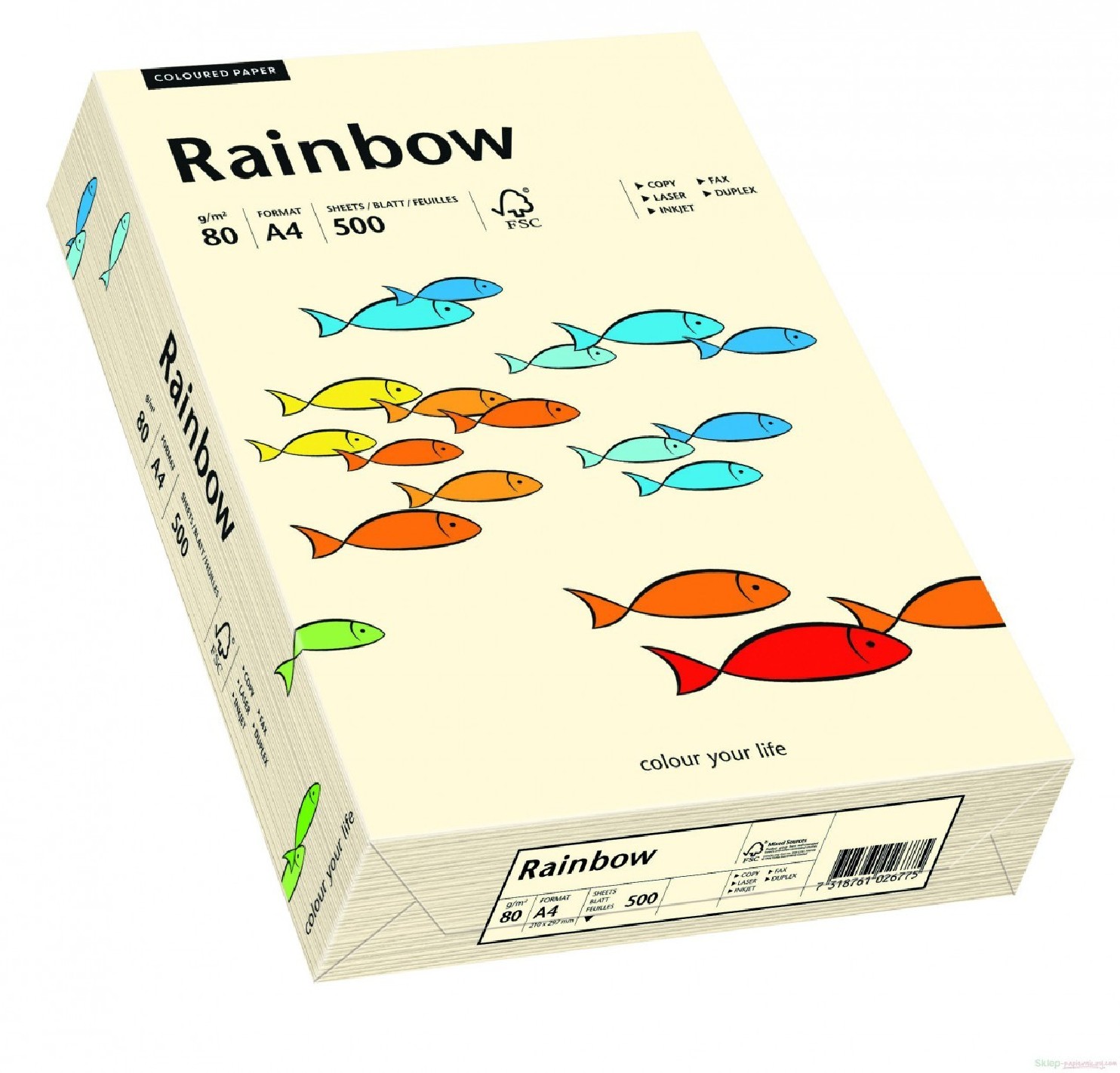Rainbow 80g R03 cream paper pack. 500A4 Rainbow 80g R03 cream paper pack. 500A4