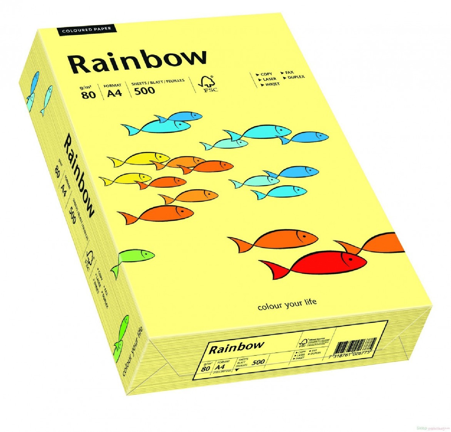 Rainbow paper 80g R12 light yellow pack. 500A4 Rainbow paper 80g R12 light yellow pack. 500A4