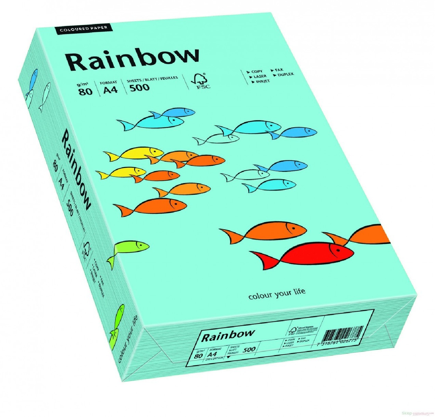 Rainbow 80g R84 marine paper pack. 500A4 Rainbow 80g R84 marine paper pack. 500A4
