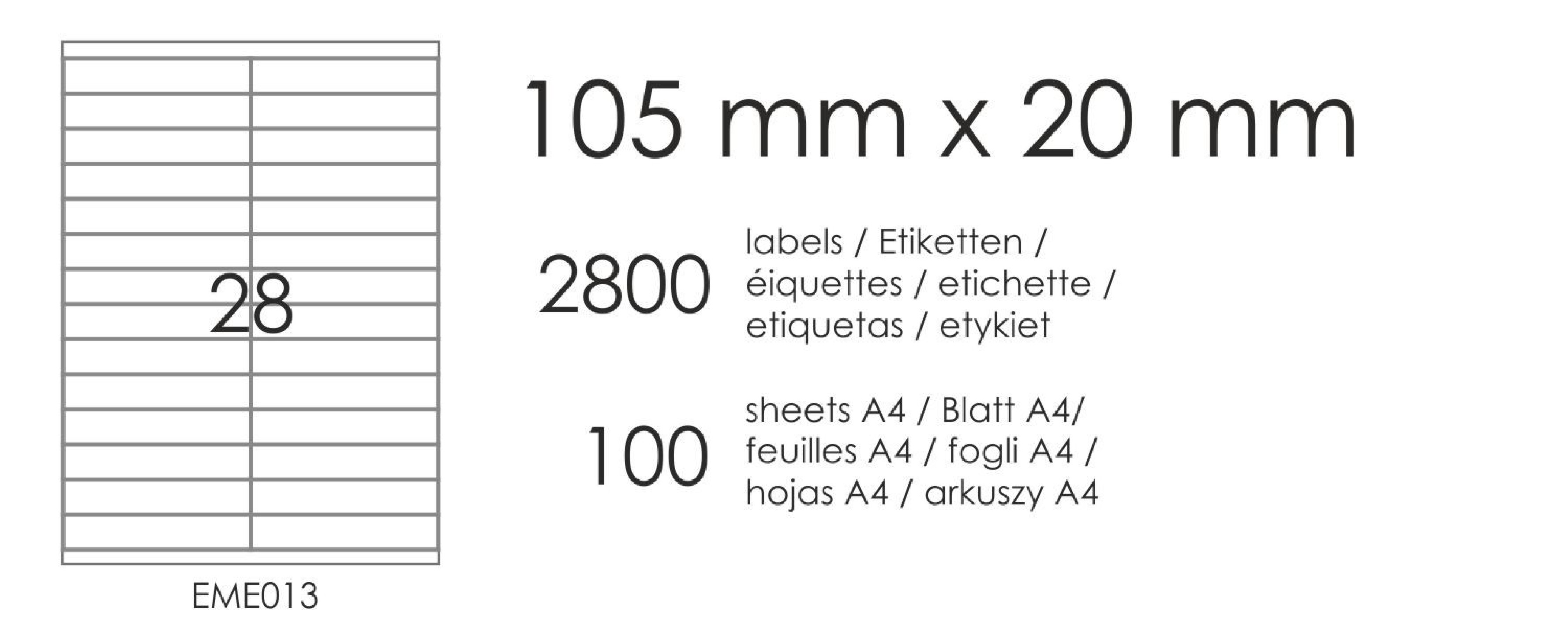 EME13 20x105 (28) 100A4 self-adhesive labels