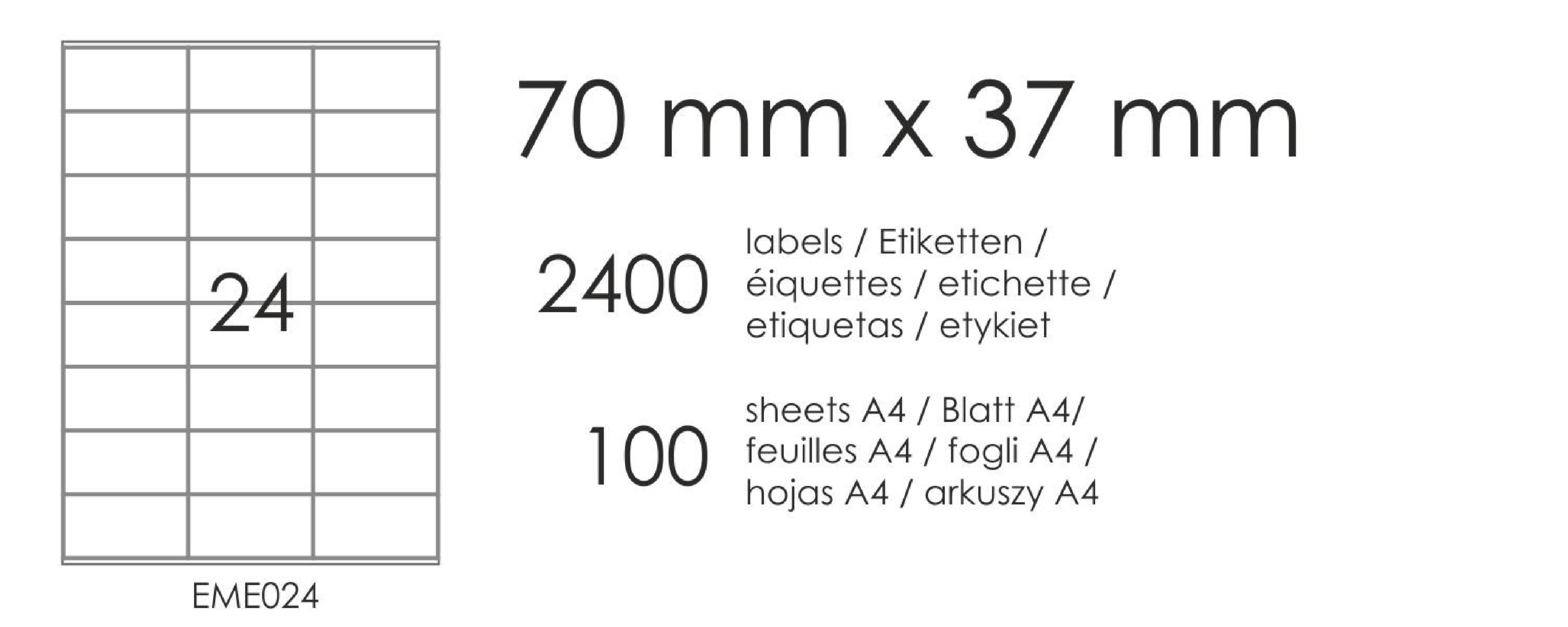 EME24 70x37 (24) 100A4 self-adhesive labels EME24 70x37 (24) 100A4 self-adhesive labels