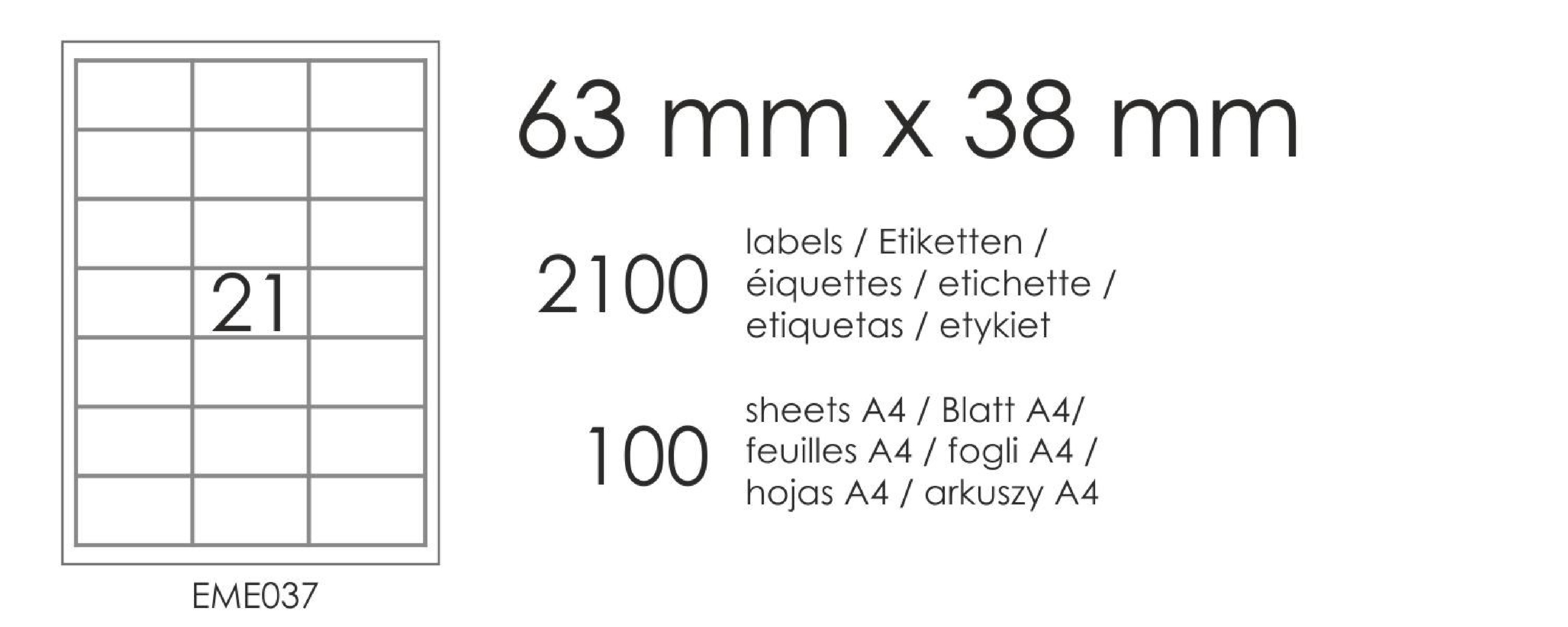 EME37 63x38 (21) 100A4 self-adhesive labels