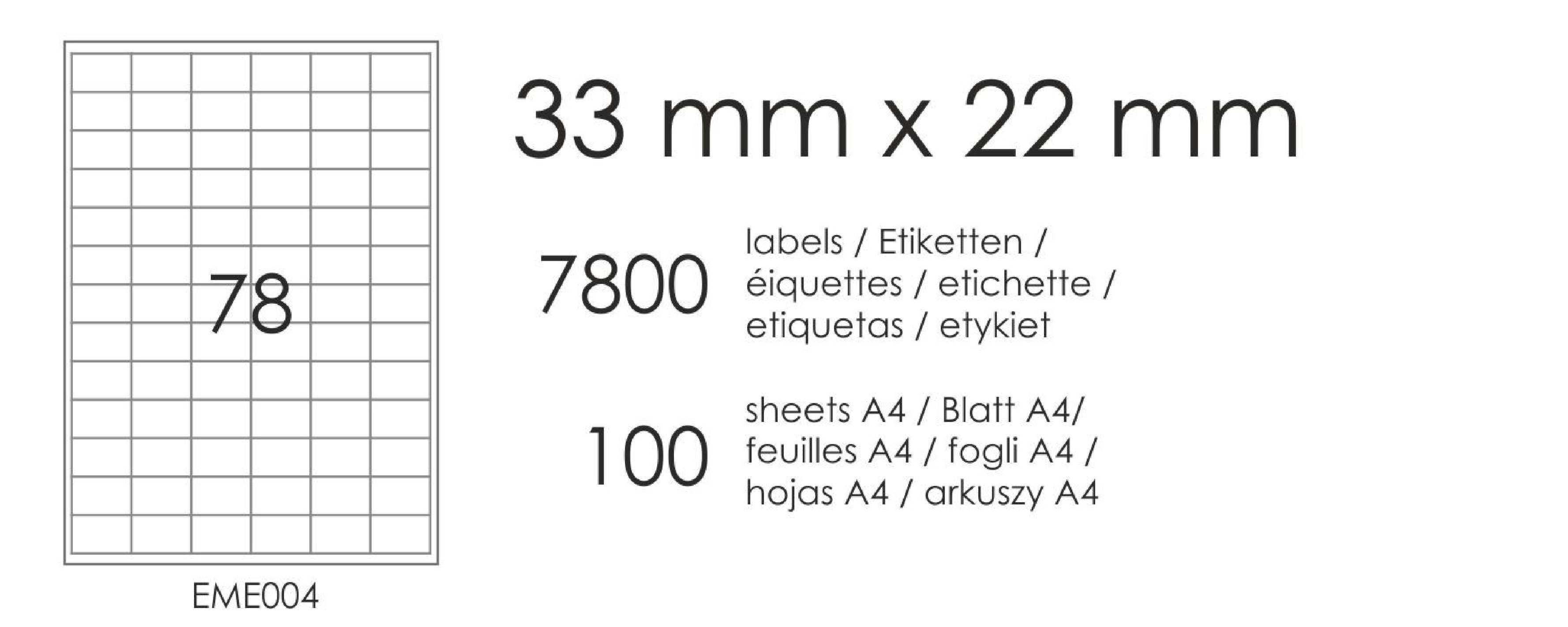 EME4 33x22 (78) 100A4 self-adhesive labels